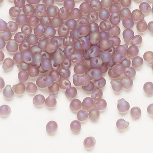 Seed bead, Miyuki, glass, pkg/10g, 4x3.4mm fringe, translucent matte rainbow lavender, (DP-142FR).