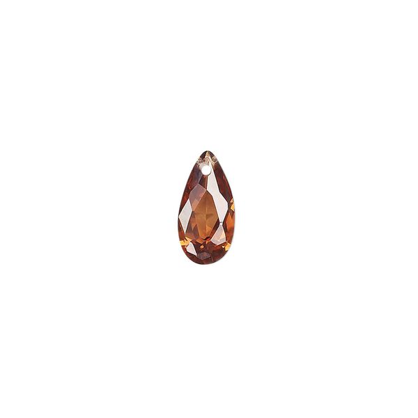 Drop, cubic zirconia, brown, 12x6mm hand-faceted teardrop, Mohs hardness 8-1/2. Sold per pkg of 2. image number 0