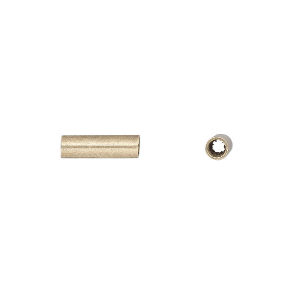 Crimp, Artistic Wire®, brass-finished copper, 10x3mm tube, 2mm inside diameter. Sold per pkg of 50. image number 0