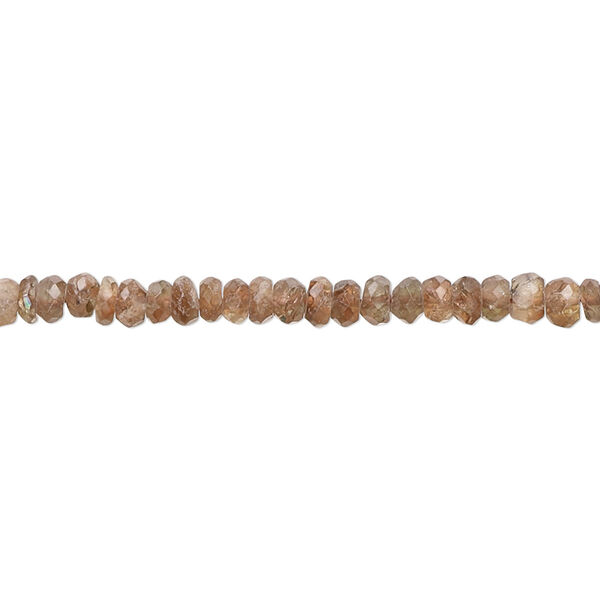 Bead, andalusite (natural), light, 3x2mm-4x3mm hand-cut faceted rondelle with 0.4-1.4mm hole, B grade, Mohs hardness 7 to 7-1/2. Sold per 13-inch strand, approximately 180 beads. image number 0