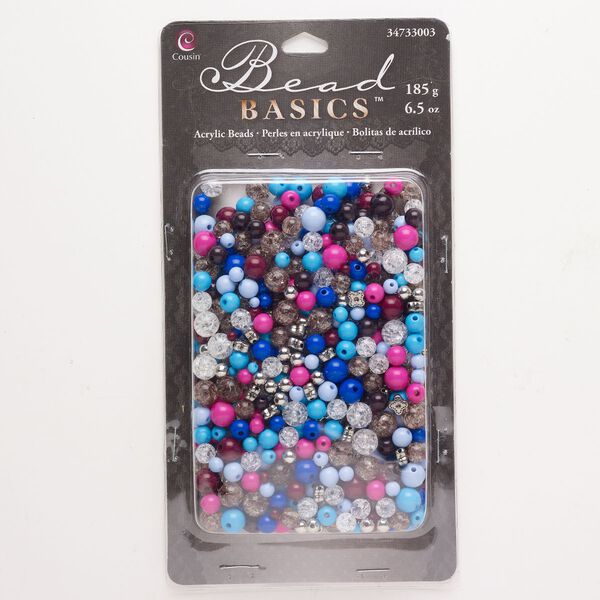 Bead mix acrylic 1pk 4-10mm round, mixed colors 6 ounce image number 0