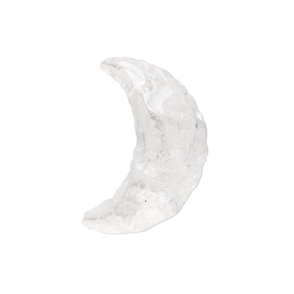 Drop, quartz crystal (natural), 25x20mm-27x23mm hand-knapped moon, B grade, Mohs hardness 7. Sold individually. image number 0