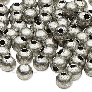 Bead, antique silver-plated steel, 8mm round. Sold per pkg of 500.