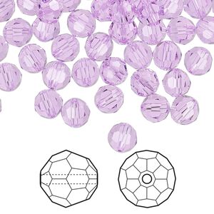 Bead 144pk violet, Crystal Passions® 6mm round 5000