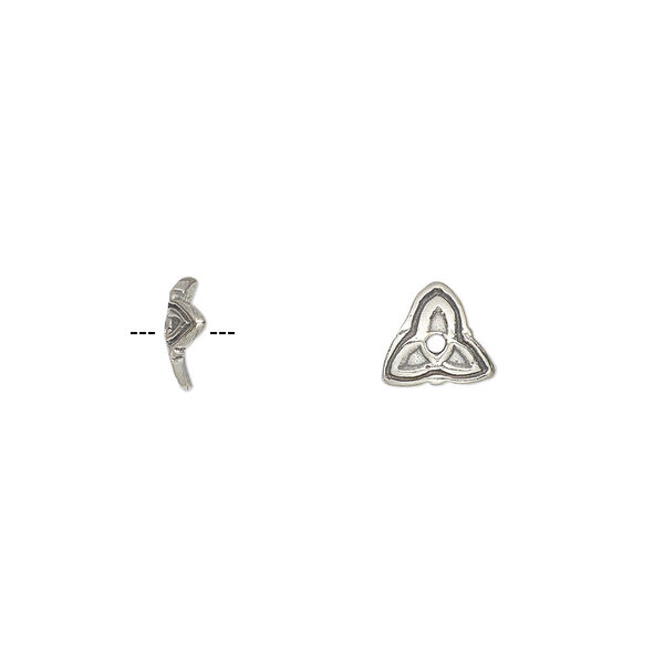 Bead cap, antiqued sterling silver, 7.5x2mm curved triangle, fits 6-8mm bead. Sold per pkg of 6. image number 0