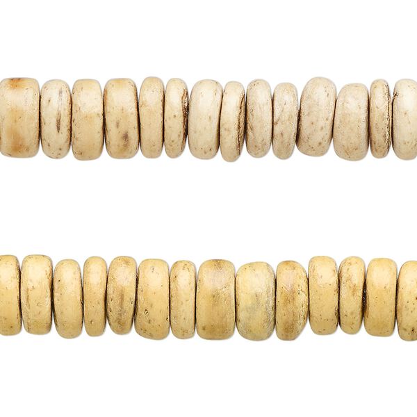 Bead, coconut shell (waxed), 8x2mm-9x7mm hand-cut rondelle. Sold per pkg of (2) 16-inch strands. image number 0