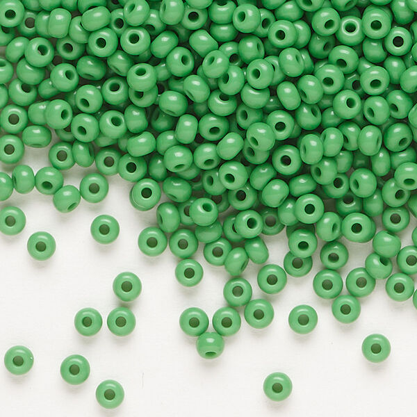 Seed bead, Preciosa Ornela Czech glass, pkg/50g, #8 rocaille, opaque green, (53250). image number 0