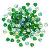 Bead 1pkg100 Czech pressed glass, emerald green AB, 9x8.5mm top-drilled leaf. image number 1