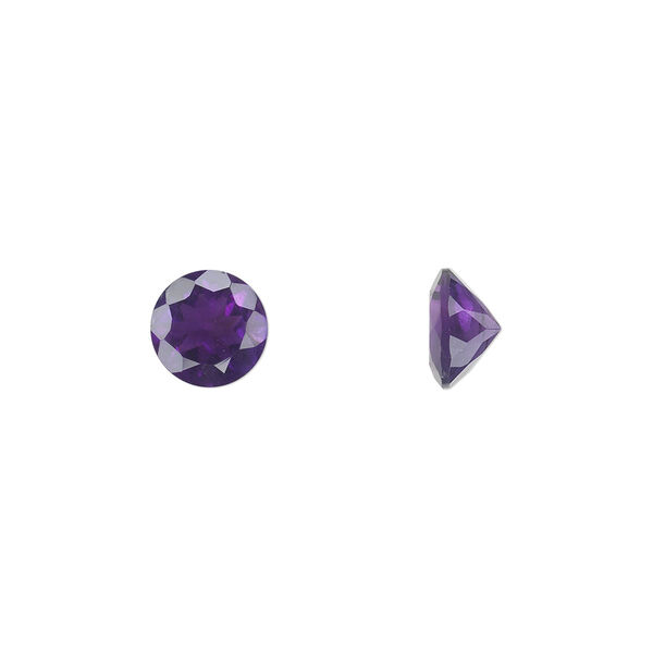 Gem, amethyst (natural), 8mm faceted round, A grade, Mohs hardness 7. Sold individually. image number 0