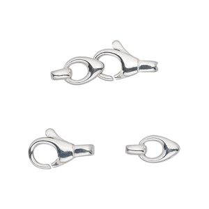 Clasp lobster claw 1pkg1 sterling silver, 23x8mm overall, 1-strand