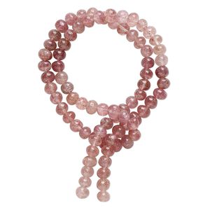 Strawberry quartz 1pkg1, hand-cut round / rondelle bead natural 14 inch 5x3mm-6x5mm