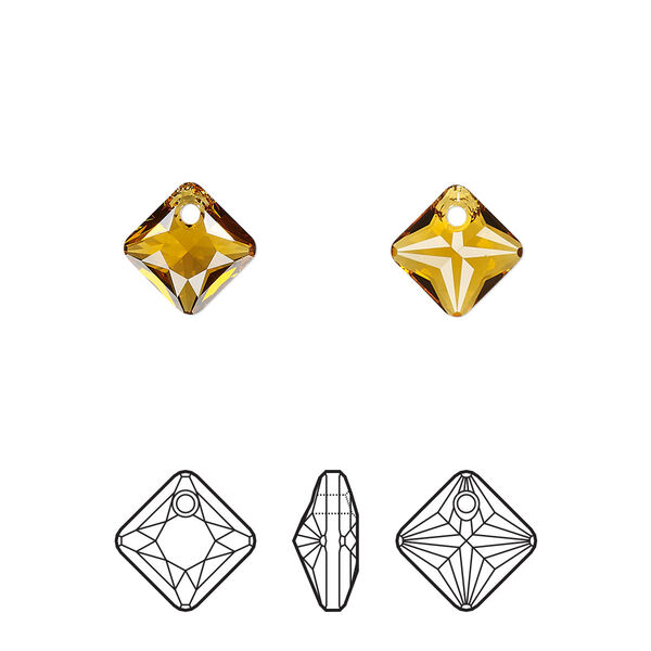 Drop 4pk topaz, Crystal Passions® 9mm pendant princess cut 6431 image number 0