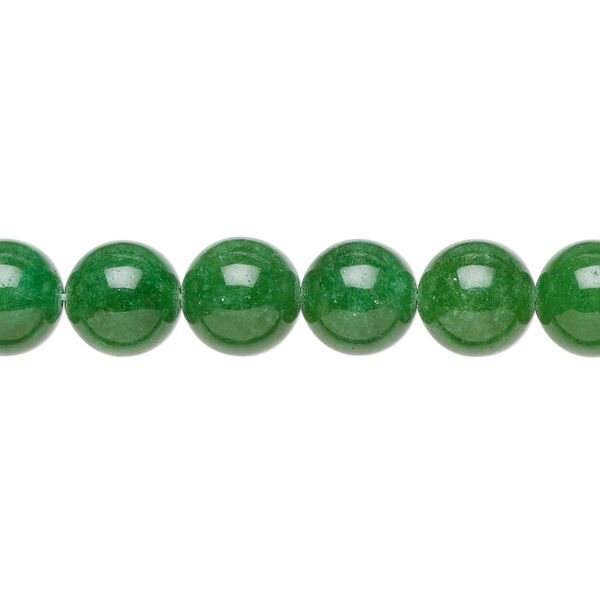 Bead, Malaysia "jade" (quartz) (dyed), green, 8mm round, B grade, Mohs hardness 7. Sold per 15-1/2" to 16" strand. image number 0