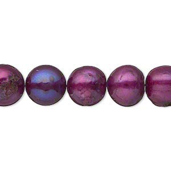 Pearl, cultured freshwater (dyed), berry, 10-11mm semi-round, D grade, Mohs hardness 2-1/2 to 4. Sold per 16-inch strand. image number 0