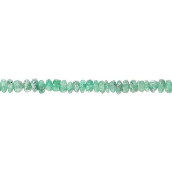 Bead, emerald (dyed / oiled), 3x1mm-4x2mm hand-cut faceted rondelle with 0.4-1.4mm hole, D+ grade, Mohs hardness 7-1/2 to 8. Sold per 12-inch strand. image number 0