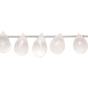 Rose quartz 1pkg20, hand-cut top-drilled micro-faceted briolette bead natural graduated 9x6mm-14x9mm
