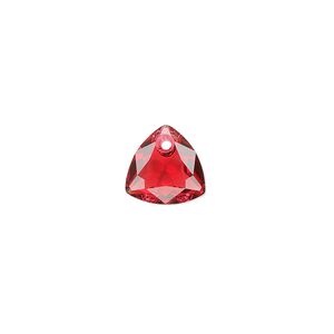 Drop 48pk scarlet, Swarovski® 10.5mm pendant trilliant cut 6434