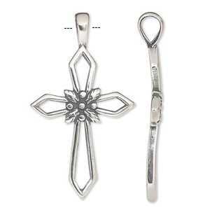 Pendant, antiqued sterling silver, 39x22mm cross. Sold individually.