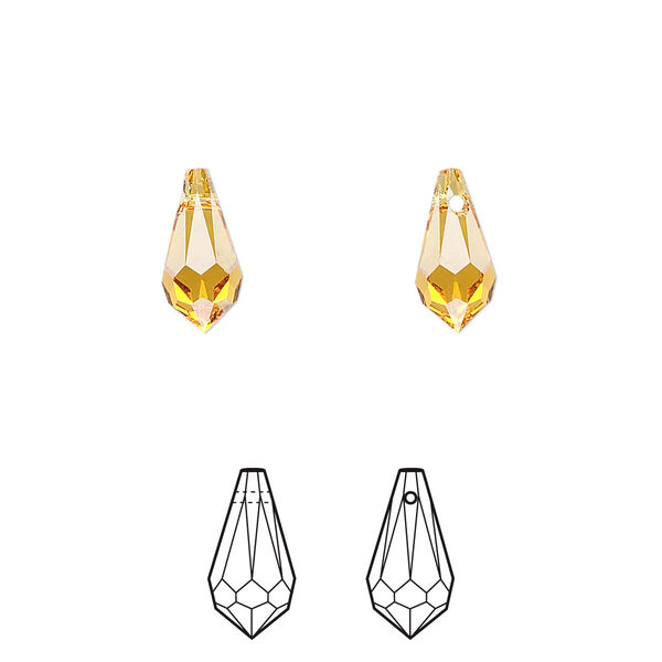Drop 4pk topaz, Crystal Passions® 11x5.5mm pendant teardrop 6000 image number 0