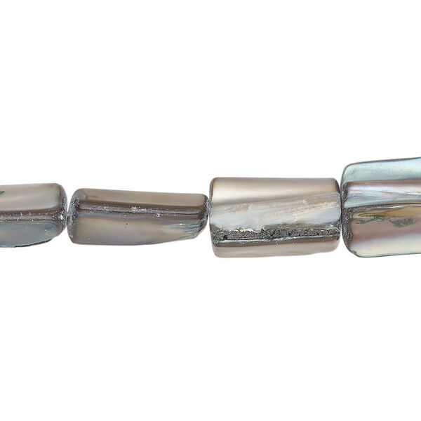 Mother-of-pearl shell 1pkg1, stick bead 15 inch silver / blue steel 14x7mm-15x10mm image number 0