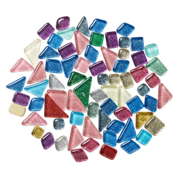 Glass mosaic mix 1pkg1, glitter paint art glass 1/4 lb mix multicolored 10-25mm image number 1