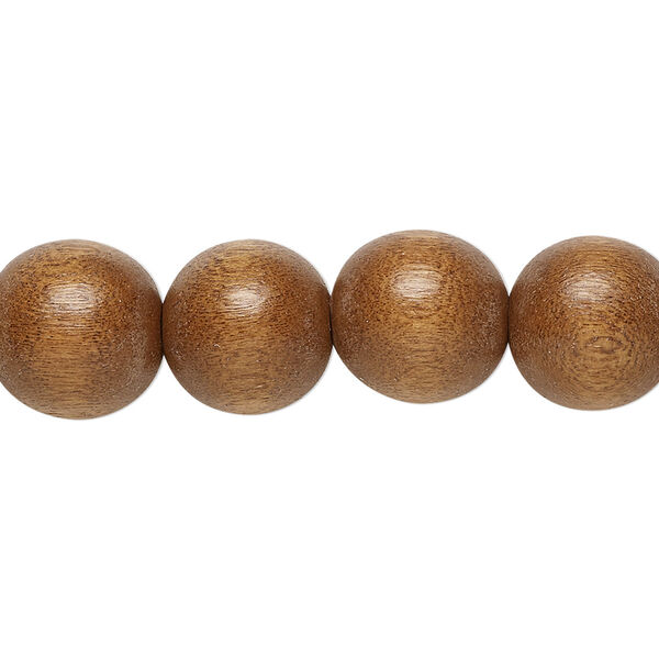 Bead, Taiwanese cheesewood (dyed / waxed), light brown, 11-12mm round. Sold per pkg of (2) 15-1/2" to 16" strands. image number 0