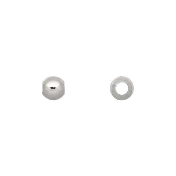 Bead, imitation nickel-plated brass, 6mm round. Sold per pkg of 1,000. image number 0