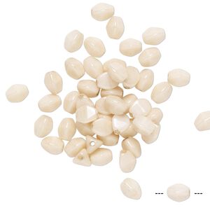 Bead, Preciosa, Czech pressed glass, opaque cream, 5x4mm buckwheat. Sold per pkg of 50.