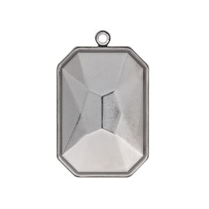 Drop, Almost Instant Jewelry®, gunmetal-plated brass, 29x21mm rectangle with 27x18.5mm emerald-cut setting. Sold per pkg of 2.