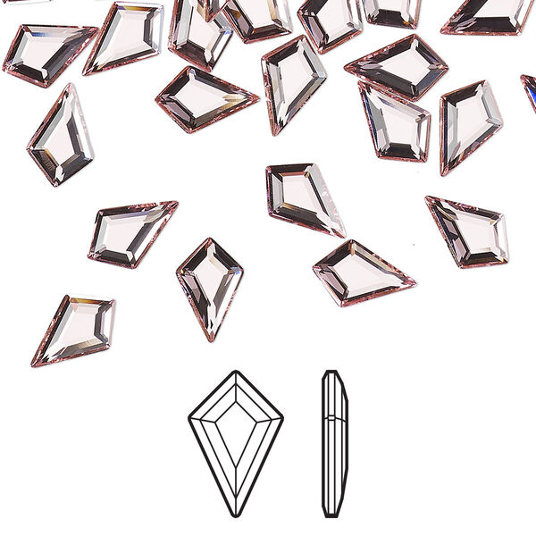 Flat back 24pk light rose foil back, Crystal Passions® 8.6x5.6mm kite 2771 image number 0
