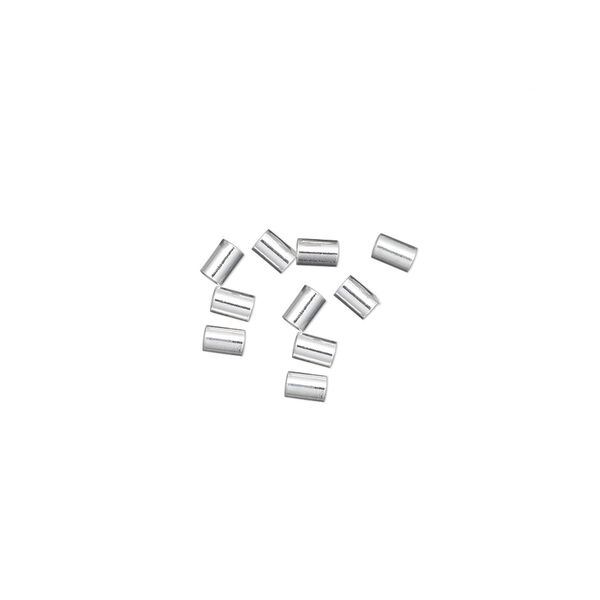 Crimp, sterling silver, 3x2mm cut tube, 1.3mm inside diameter. Sold per pkg of 10. image number 0