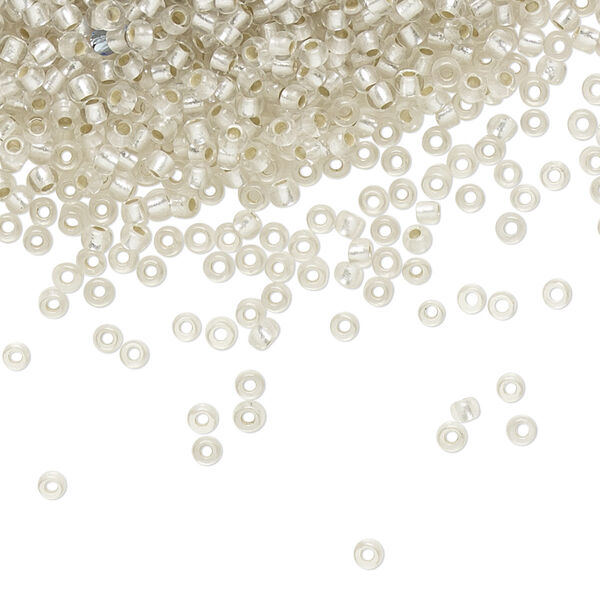 Seed bead, TOHO BEADS®, glass, pkg/7.5g, #11 round, translucent silver-lined frosted crystal clear (TR-11-21F). image number 0
