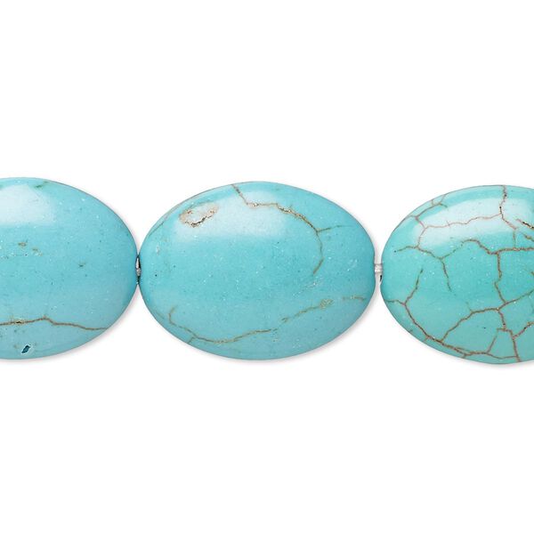 Magnesite 1pkg1, puffed oval bead 8 inch 19x15mm-20x15mm image number 0