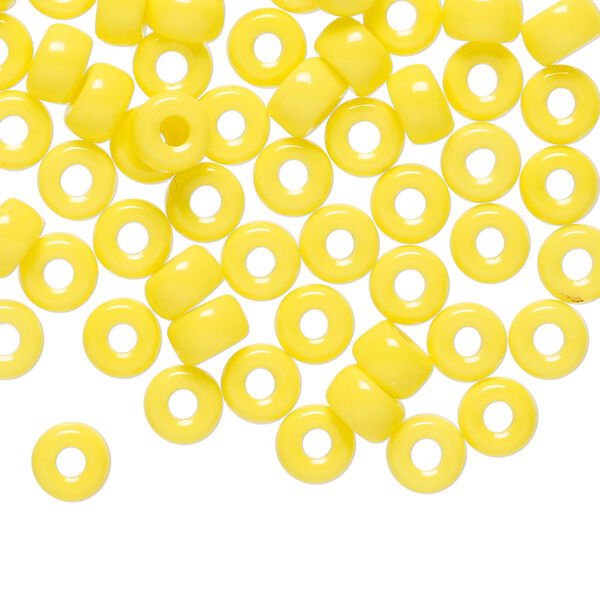 Czech pressed glass 1pkg100, crow bead opaque yellow 6x4mm image number 0