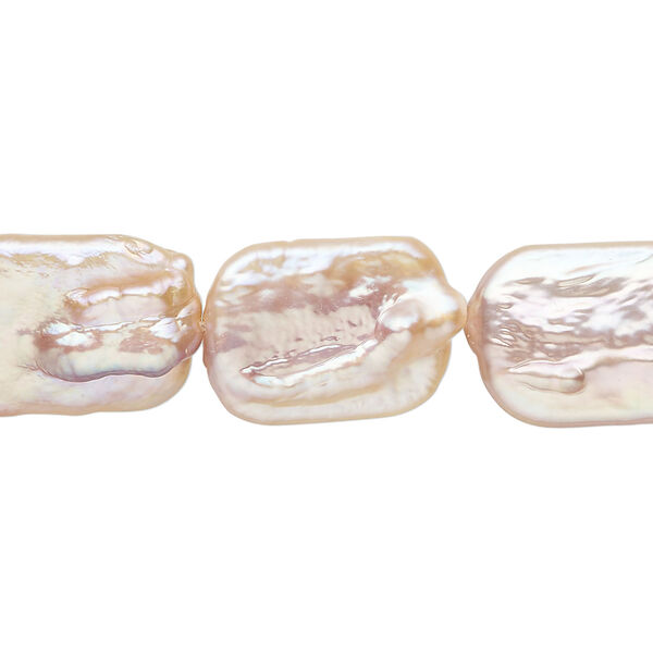 Freshwater pearl 1pkg1, flat rectangle, approximately 8 inch peach 17x12mm-18x14mm cultured image number 0