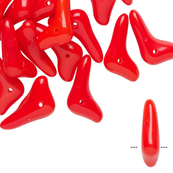 Bead, lampworked glass, opaque red, 17x5mm sprig. Sold per pkg of 24. image number 0