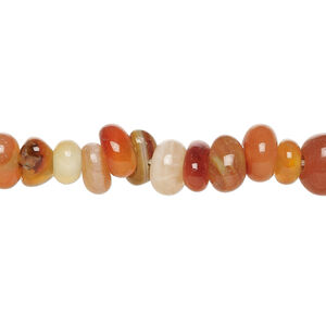 Red agate 1pkg1, pebble bead, 15 inch small to medium / pale to medium