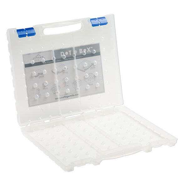 Organizer, Dot Box™, plastic, clear and blue, 14 x 11-1/2 x 1-1/2 inches. Sold individually. image number 0