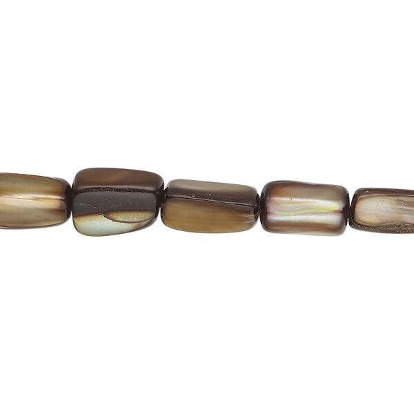 Mother-of-pearl shell 1pkg1, stick bead 15 inch dark gold 10x6mm-10x8mm image number 0