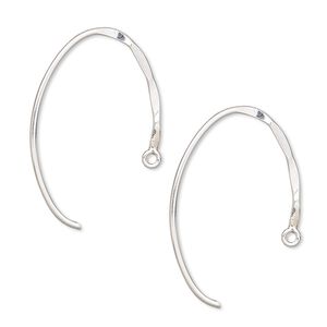 Ear wire 1pkg2 sterling silver-filled, 20mm hammered oval / closed loop, 18 gauge 1 pair