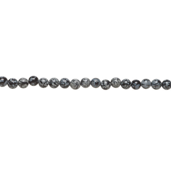 Snowflake obsidian 1pkg1, round bead natural, 15 inch 8mm image number 1