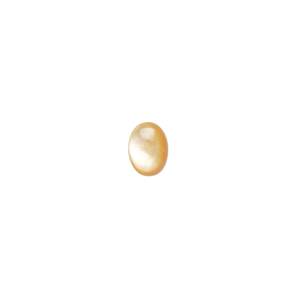 Cabochon, gold lip shell (natural), 8x6mm calibrated oval, Mohs hardness 3-1/2. Sold per pkg of 4. image number 0
