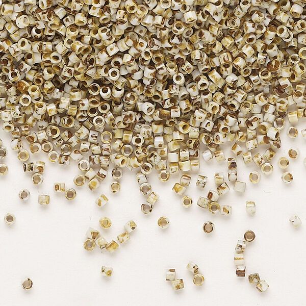 Seed bead, Delica®, glass, pkg/7.5g, #11 round, opaque Picasso yellow (DB-2262). image number 0
