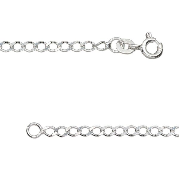 Chain, sterling silver, 4x3mm curb, 18 inches with springring clasp. Sold individually. image number 0