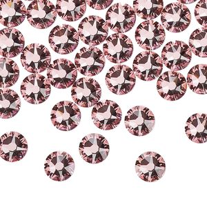 Flat back 144pk light rose foil back, Crystal Passions® 6.32-6.5mm rose round SS30 2088