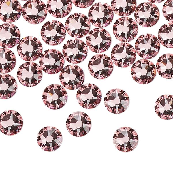 Flat back 144pk light rose foil back, Crystal Passions® 6.32-6.5mm rose round SS30 2088 image number 0