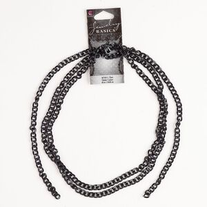 Chain 1pkg1 steel, 5.3mm curb, 46 inch black finish