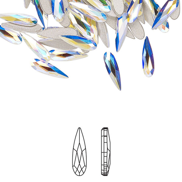 Flat back 30pk crystal AB foil back, Crystal Passions® 10x2.8mm raindrop 2304 image number 0