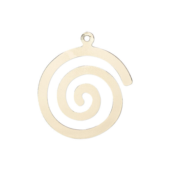 Drop, gold-finished steel, 24mm two-sided swirl. Sold per pkg of 4. image number 0