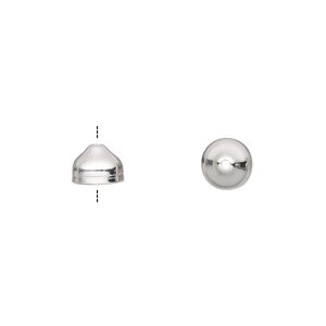 Cord end, silver-plated brass, 7x5mm with 6mm inside diameter. Sold per pkg of 100.